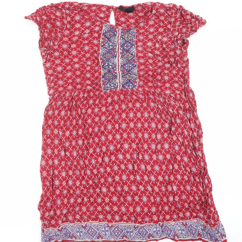 Atmosphere Womens Multicoloured Geometric Rayon Skater Dress Size 10 Scoop Neck Button