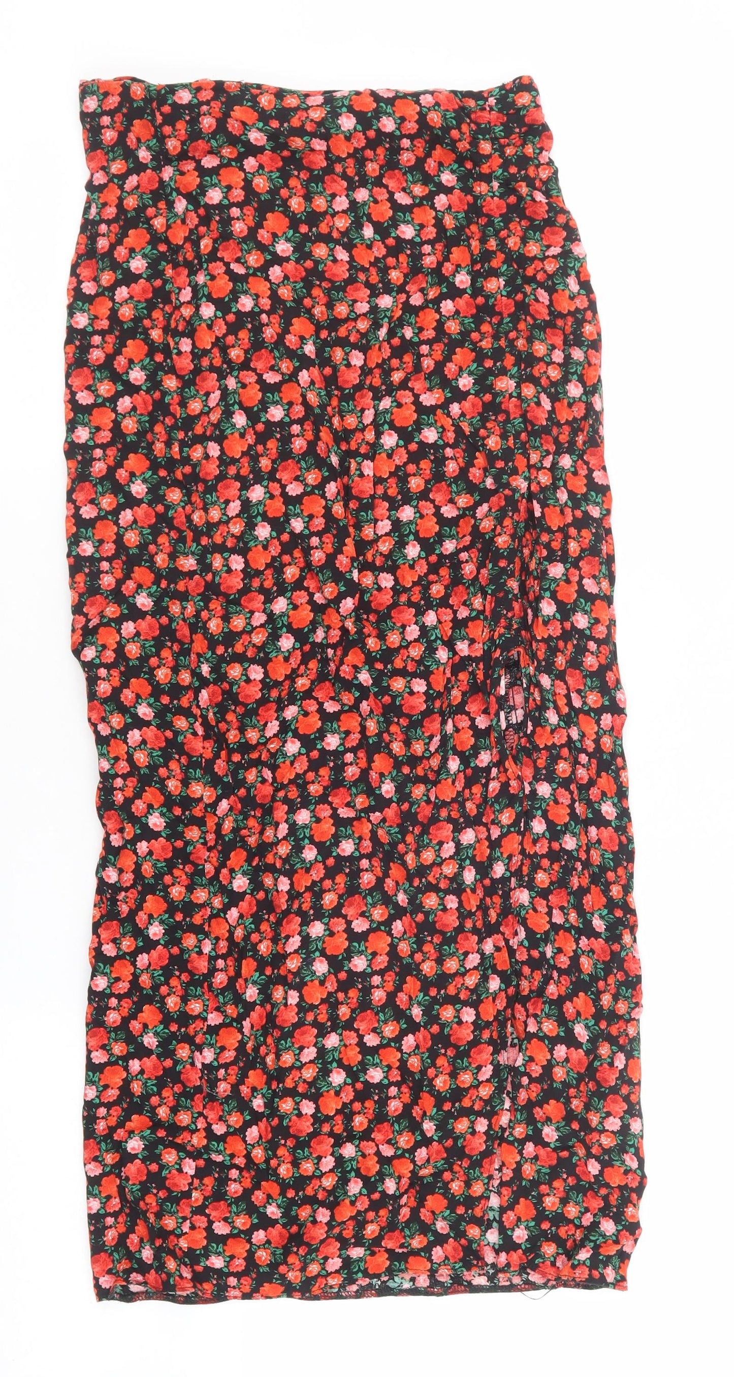 Primark Womens Multicoloured Floral Viscose Maxi Skirt Size 4 Zip