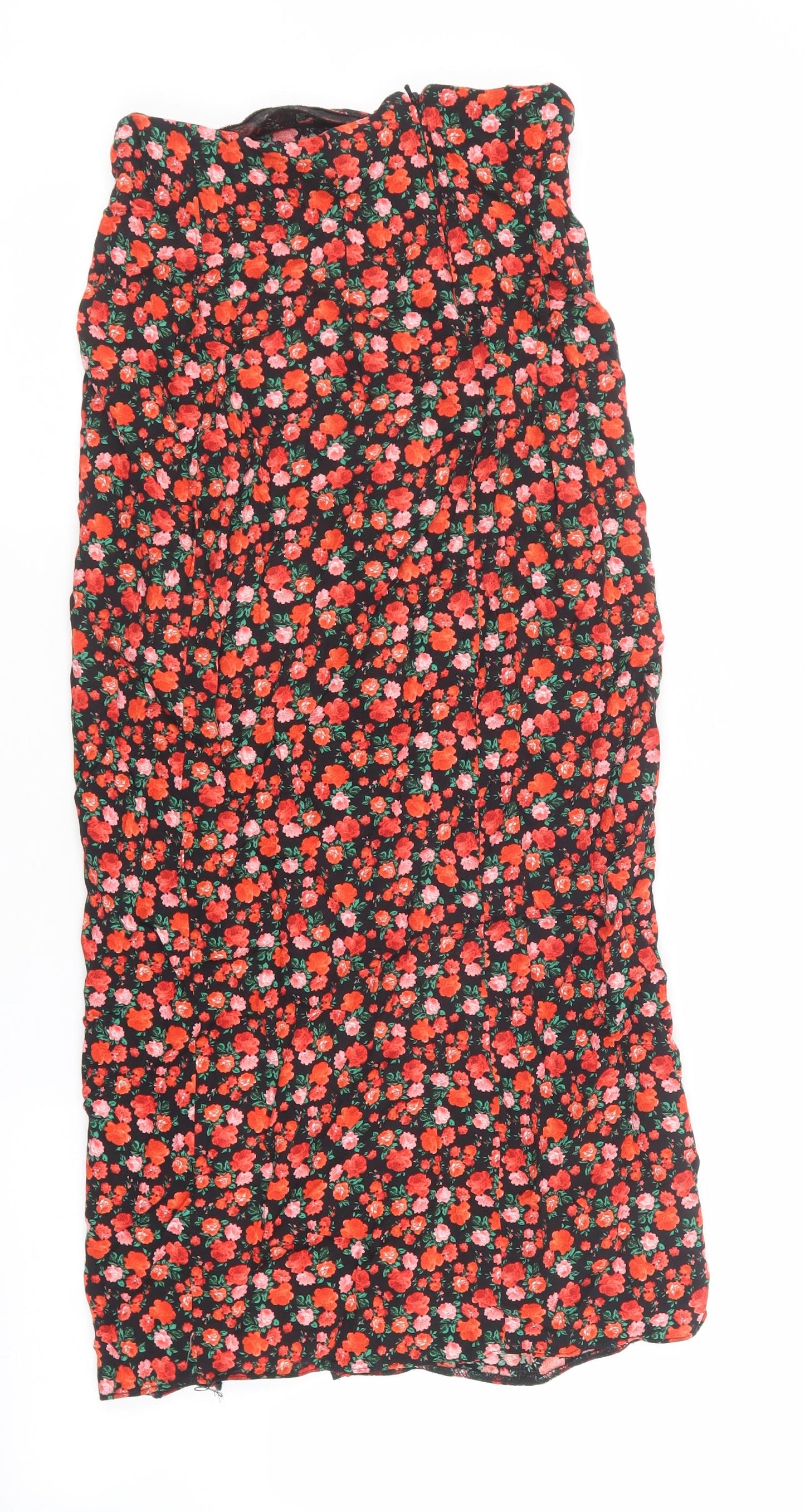Primark Womens Multicoloured Floral Viscose Maxi Skirt Size 4 Zip