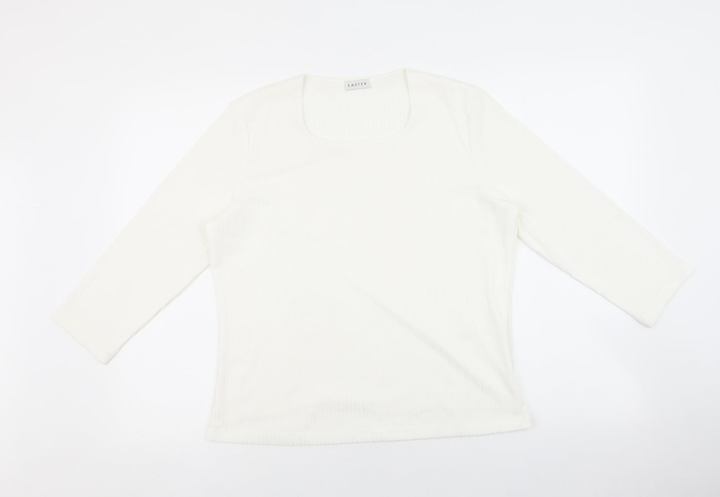 Eastex Womens White Polyester Basic Blouse Size 12 Square Neck - Ribbed detail