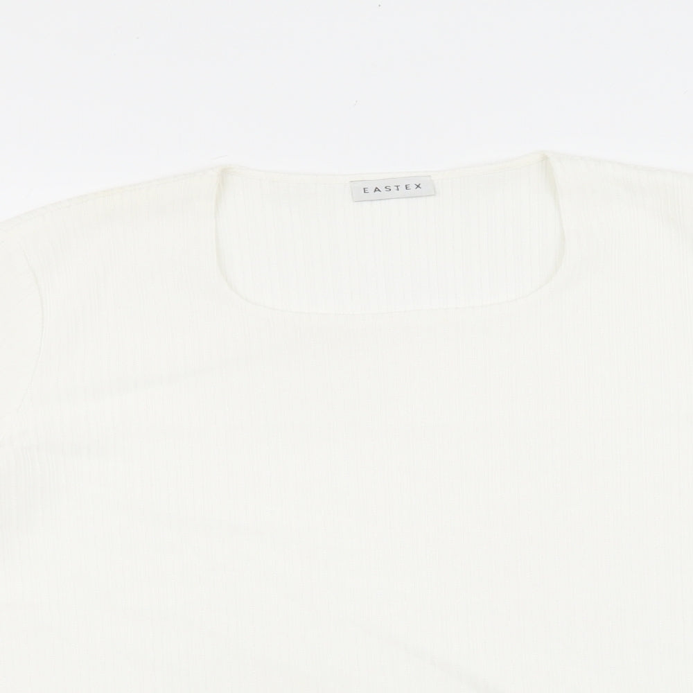 Eastex Womens White Polyester Basic Blouse Size 12 Square Neck - Ribbed detail