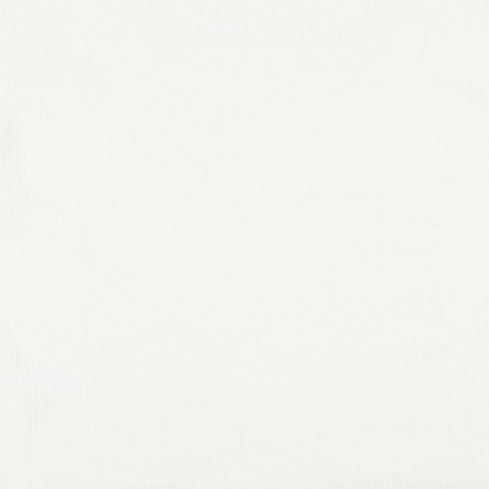 Eastex Womens White Polyester Basic Blouse Size 12 Square Neck - Ribbed detail