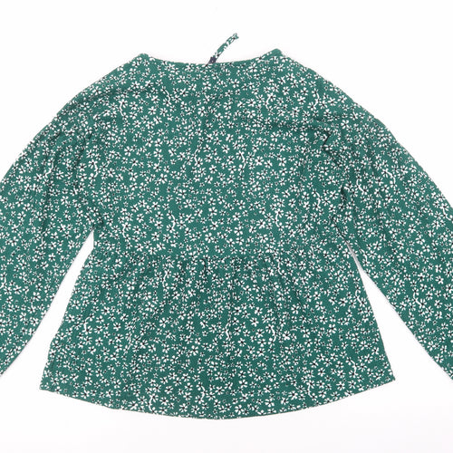 NEXT Womens Green Floral Polyester Basic Blouse Size 8 V-Neck - Balloon Sleeves