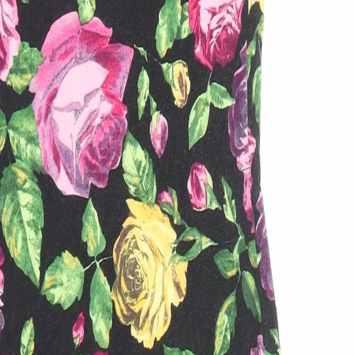 New Look Womens Black Floral Elastane Bodycon Size 8 Off the Shoulder Pullover - Stretch waistband