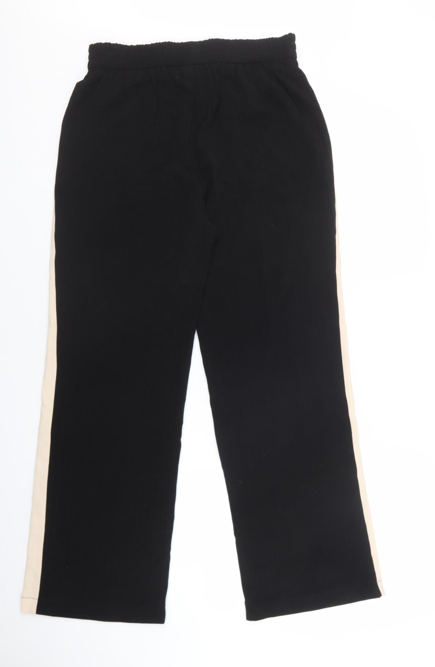 Sophyline Womens Black Striped Polyester Trousers Size M L28 in Regular