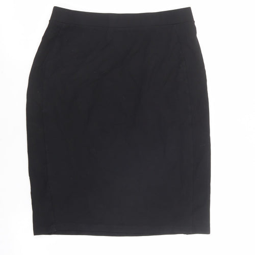 Marks and Spencer Girls Black Viscose Straight & Pencil Skirt Size 15-16 Years Regular Pull On - Stretch waistband
