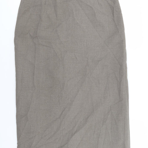 BHS Womens Grey Polyester Straight & Pencil Skirt Size 14 Zip - Front slit