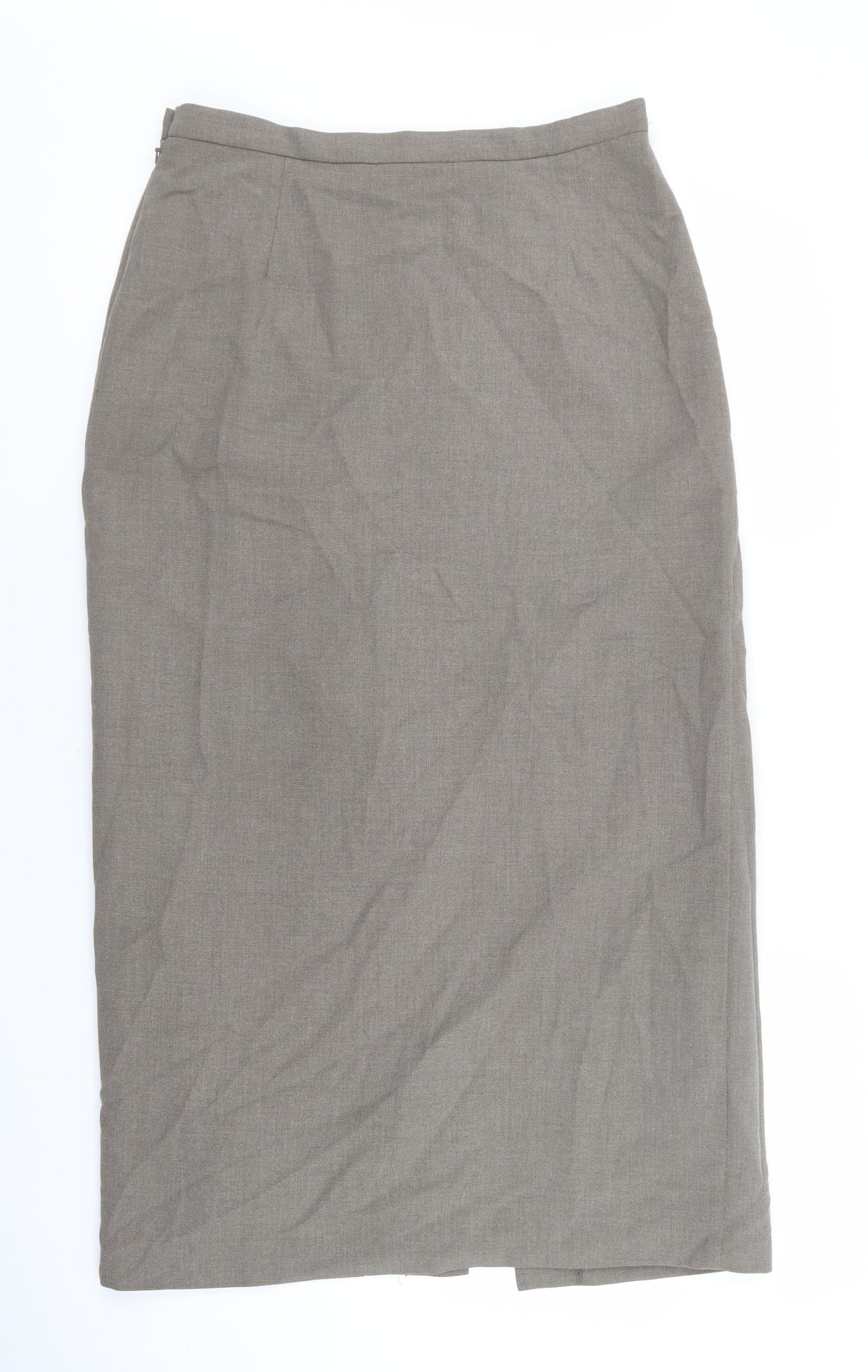 BHS Womens Grey Polyester Straight & Pencil Skirt Size 14 Zip - Front slit