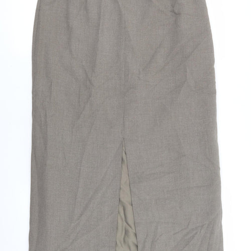 BHS Womens Grey Polyester Straight & Pencil Skirt Size 14 Zip - Front slit