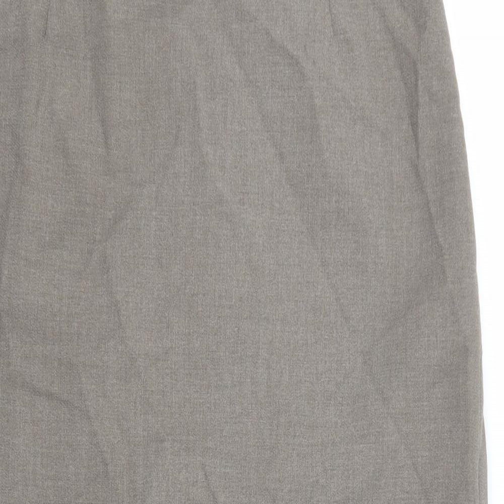 BHS Womens Grey Polyester Straight & Pencil Skirt Size 14 Zip - Front slit