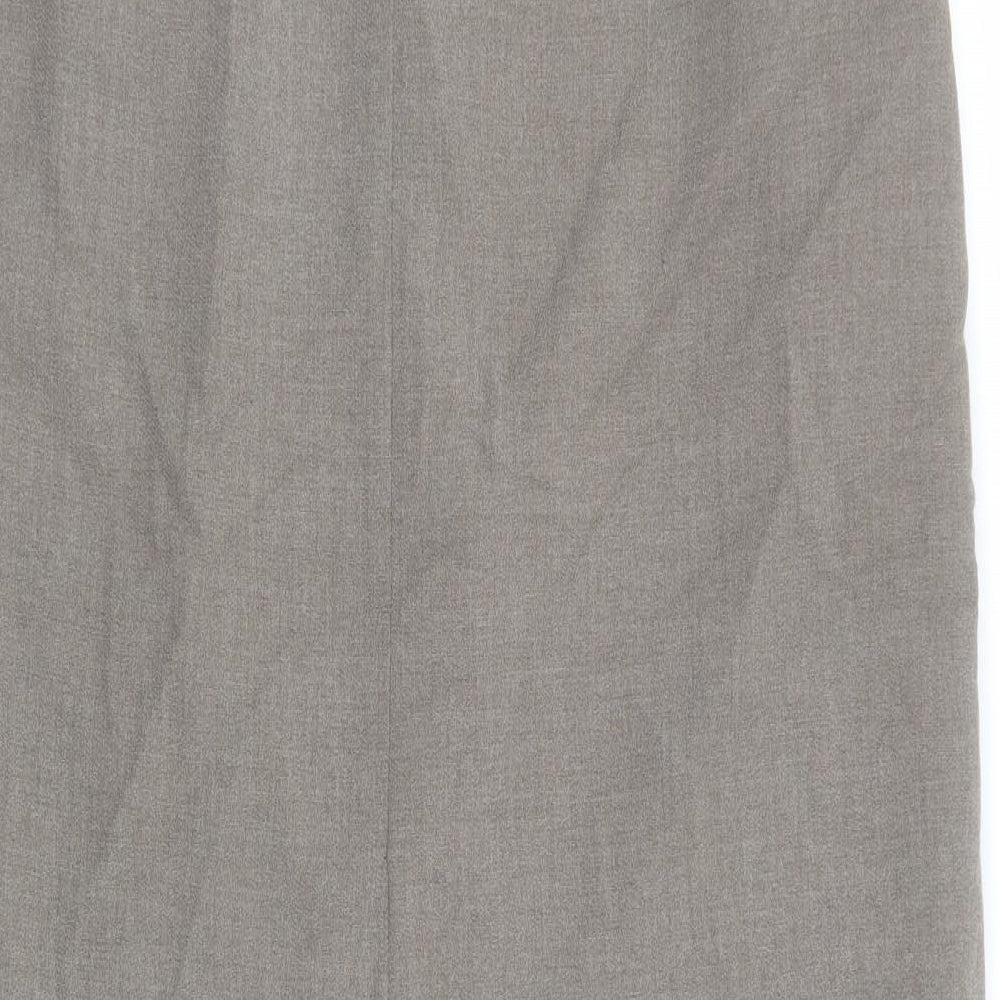 BHS Womens Grey Polyester Straight & Pencil Skirt Size 14 Zip - Front slit