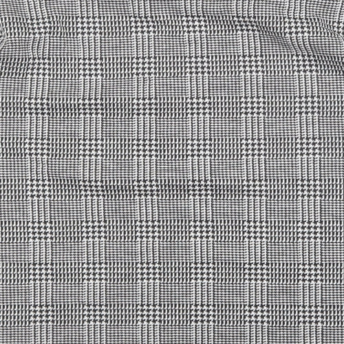 Marks and Spencer Womens Black Geometric Polyester Basic T-Shirt Size 12 Boat Neck - black and white