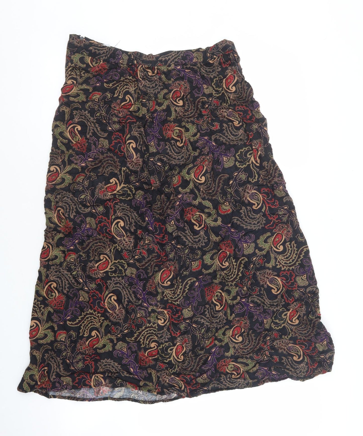 Sag Harbor Womens Black Geometric Rayon Flare Skirt Size 16 Zip - Stretch waistband