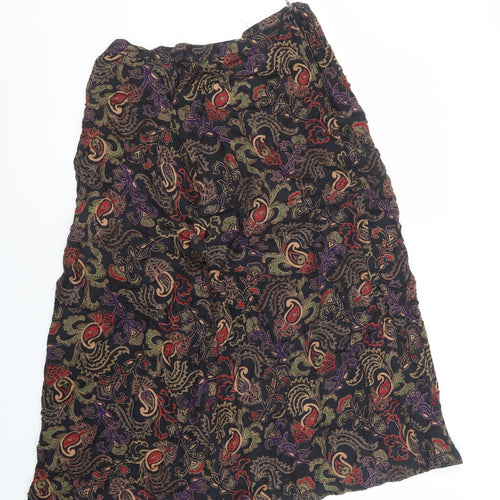 Sag Harbor Womens Black Geometric Rayon Flare Skirt Size 16 Zip - Stretch waistband