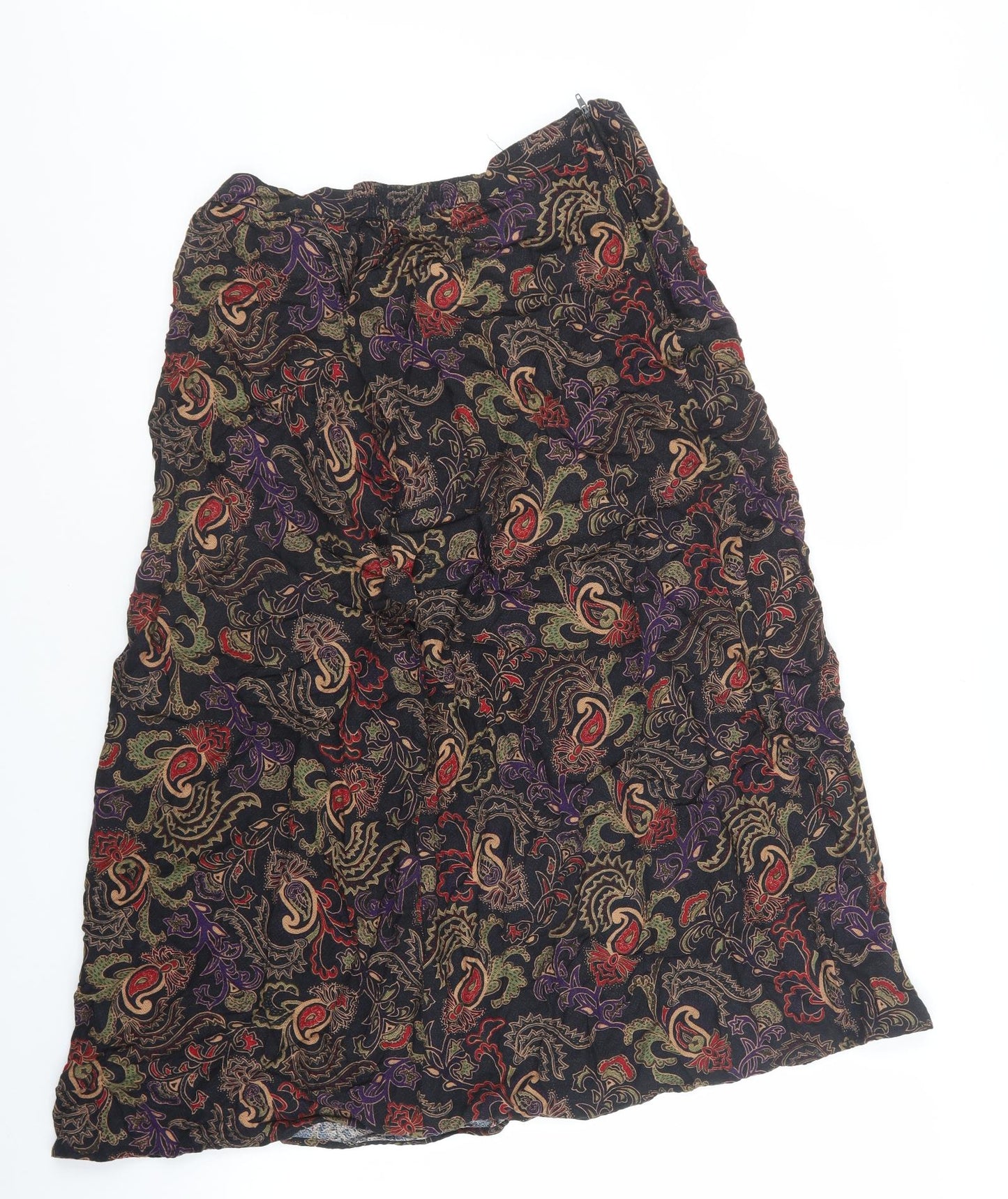Sag Harbor Womens Black Geometric Rayon Flare Skirt Size 16 Zip - Stretch waistband