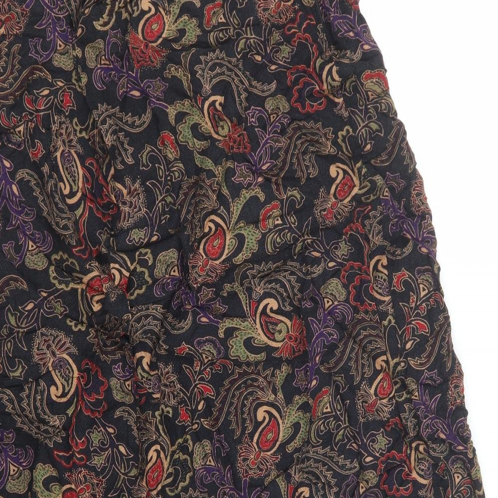 Sag Harbor Womens Black Geometric Rayon Flare Skirt Size 16 Zip - Stretch waistband