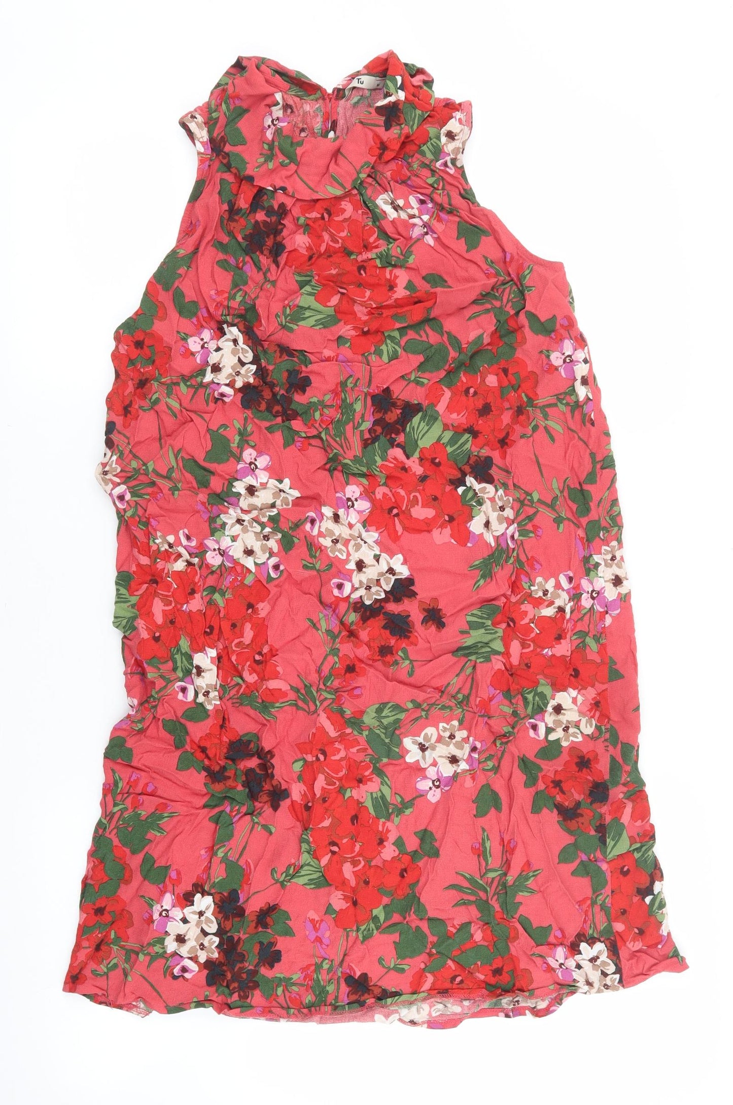 TU Womens Multicoloured Floral Viscose Slip Dress Size 12 Mock Neck Pullover