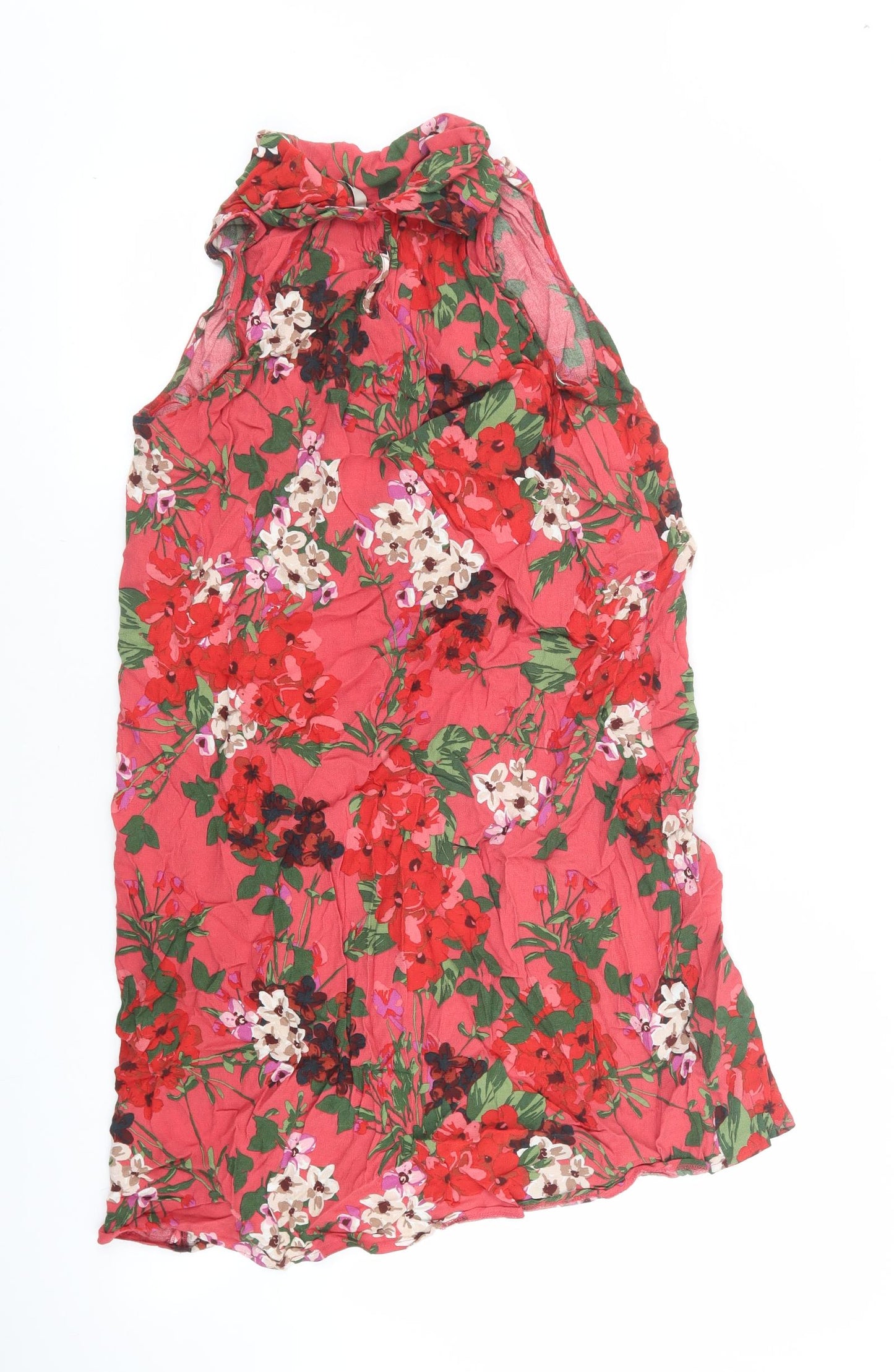TU Womens Multicoloured Floral Viscose Slip Dress Size 12 Mock Neck Pullover