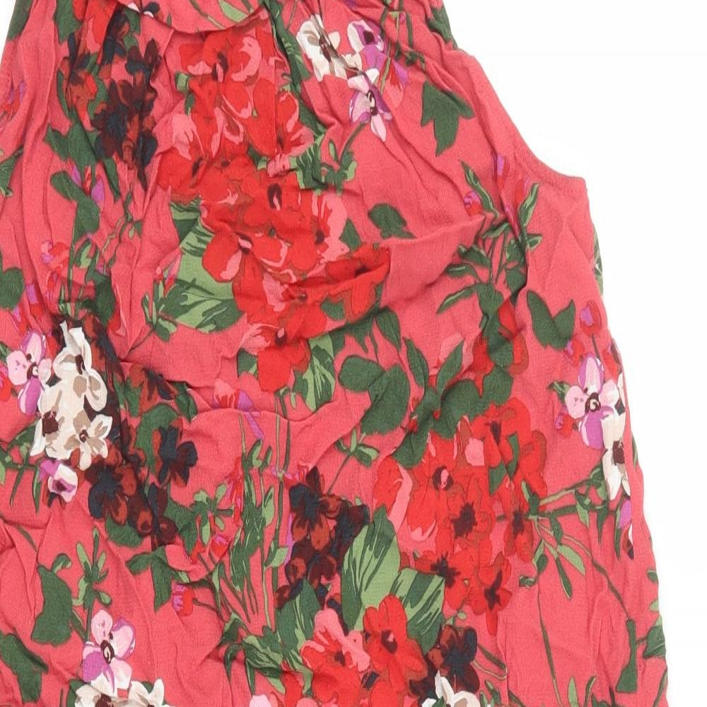 TU Womens Multicoloured Floral Viscose Slip Dress Size 12 Mock Neck Pullover
