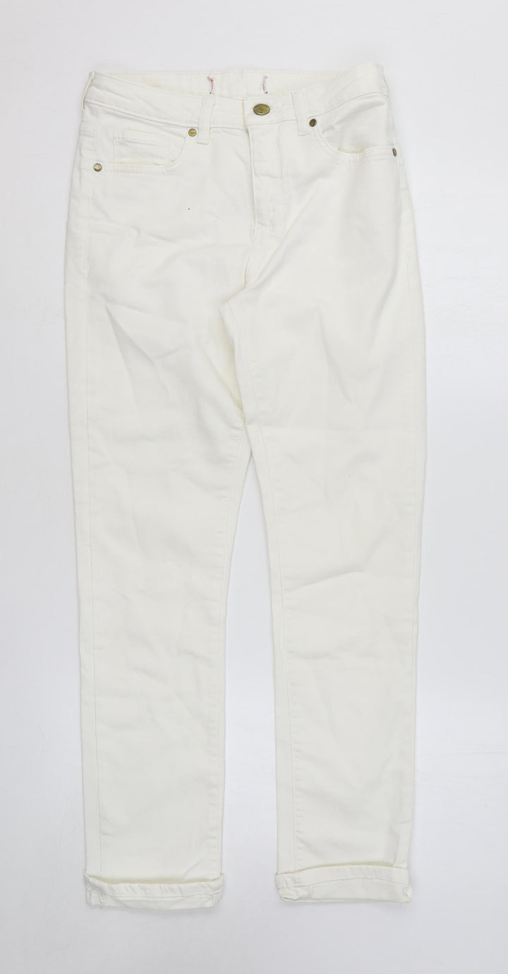 Wallis Womens White Cotton Skinny Jeans Size 8 L28 in Regular Zip