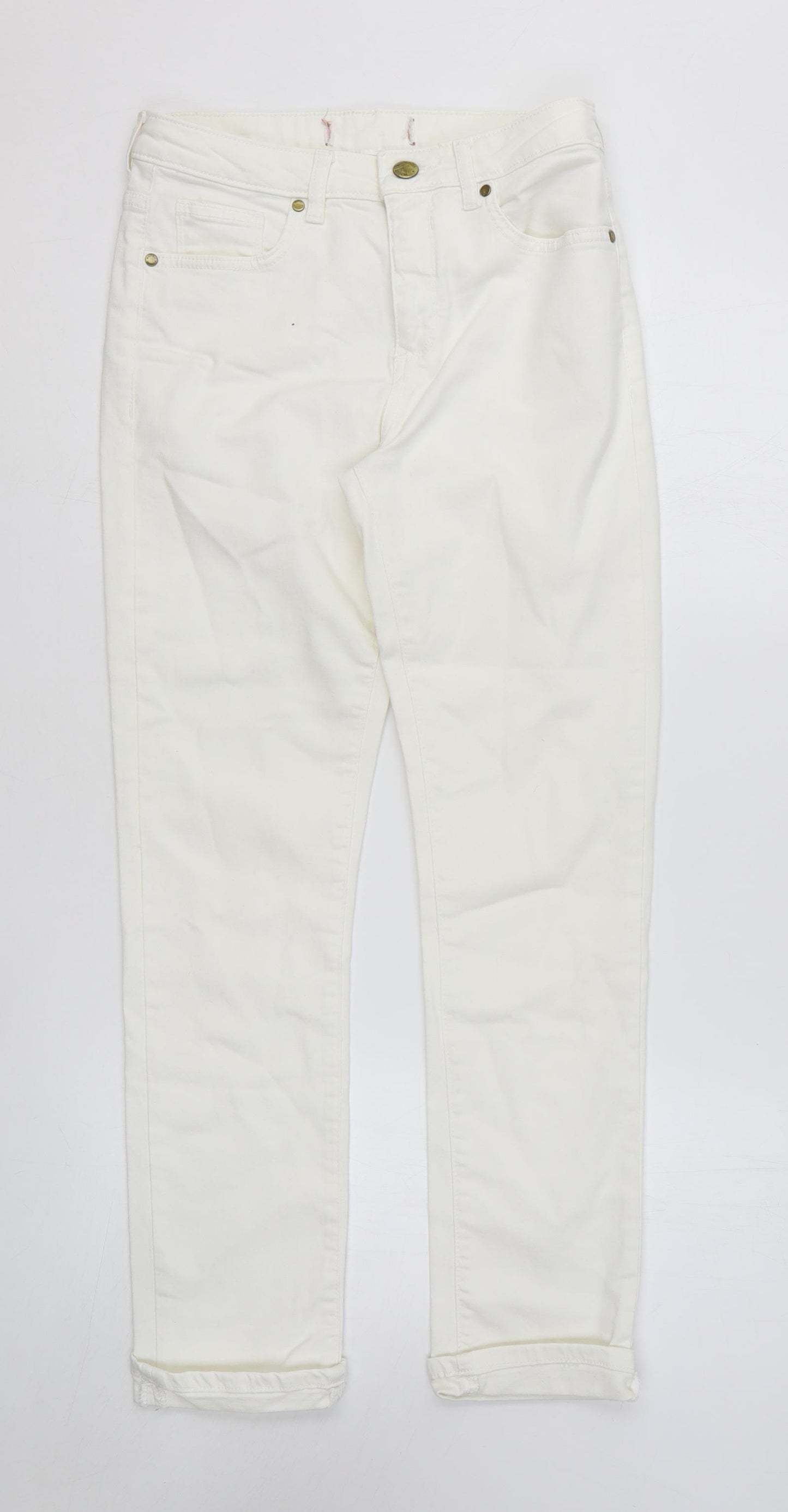 Wallis Womens White Cotton Skinny Jeans Size 8 L28 in Regular Zip