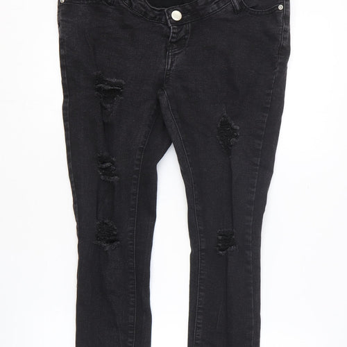 Boohoo Womens Black Cotton Skinny Jeans Size 10 L25 in Regular Button