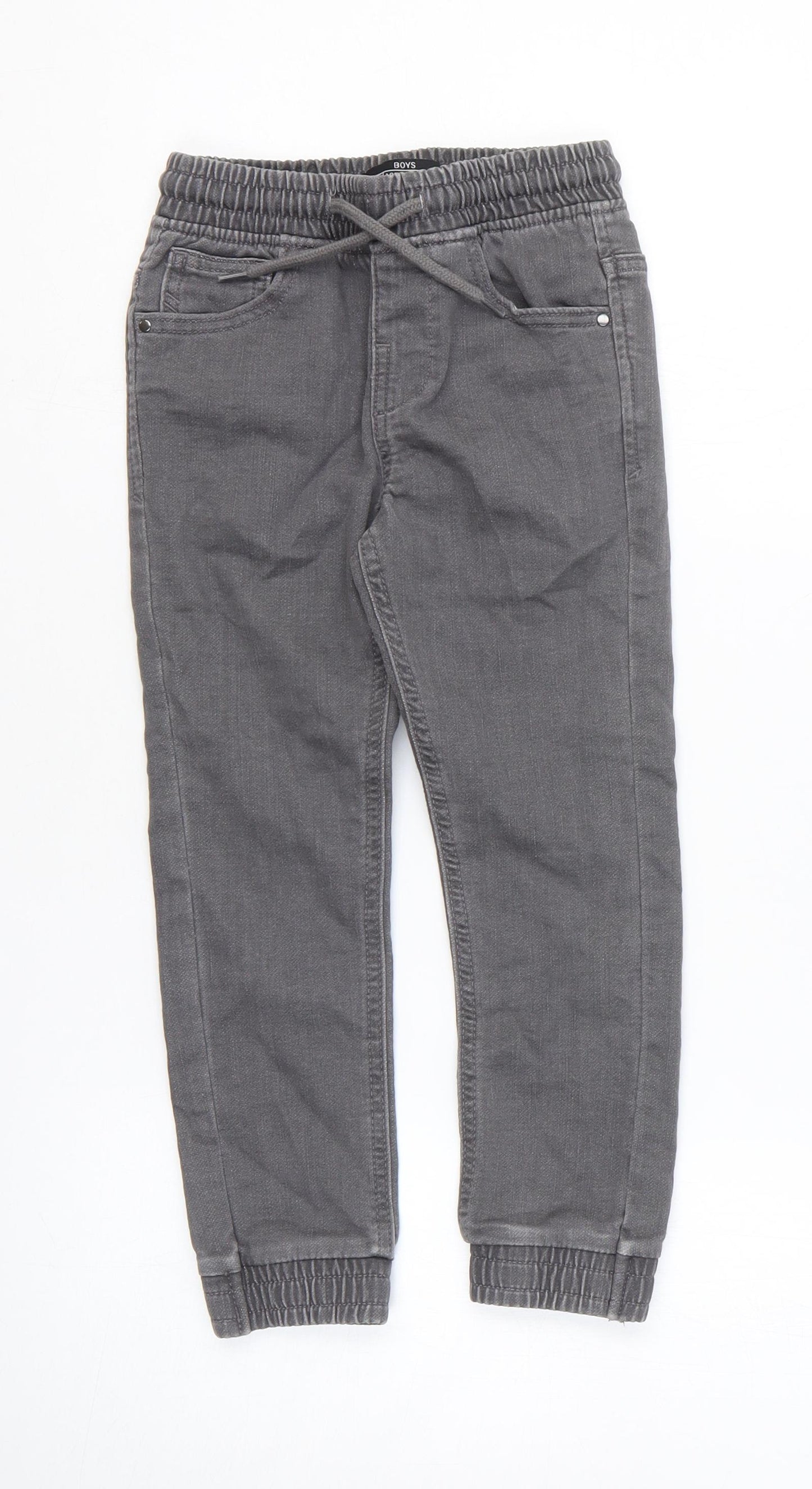 Matalan Boys Grey Cotton Jegging Jeans Size 6 Years Regular Drawstring