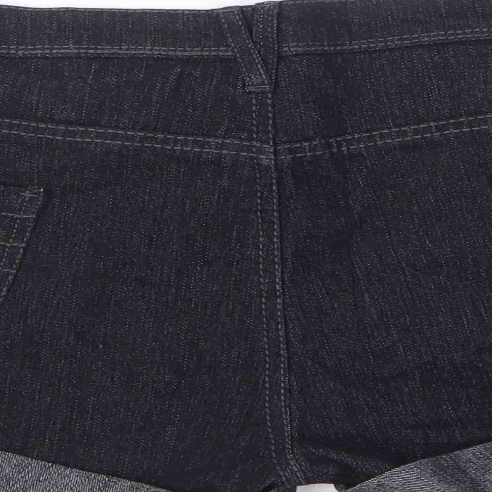 Denim & Co. Womens Black Cotton Hot Pants Shorts Size 16 L3 in Regular Zip