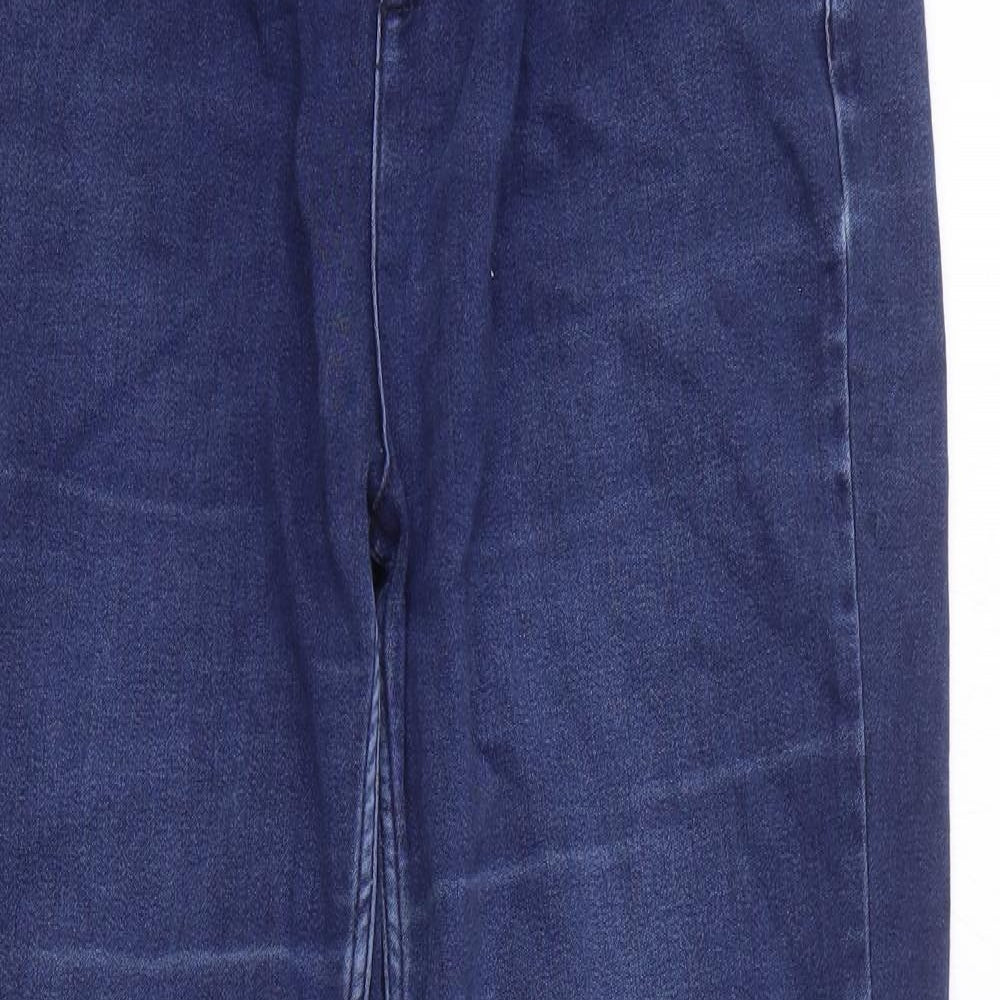 Marks and Spencer Womens Blue Cotton Straight Jeans Size 14 L30 in Regular Zip
