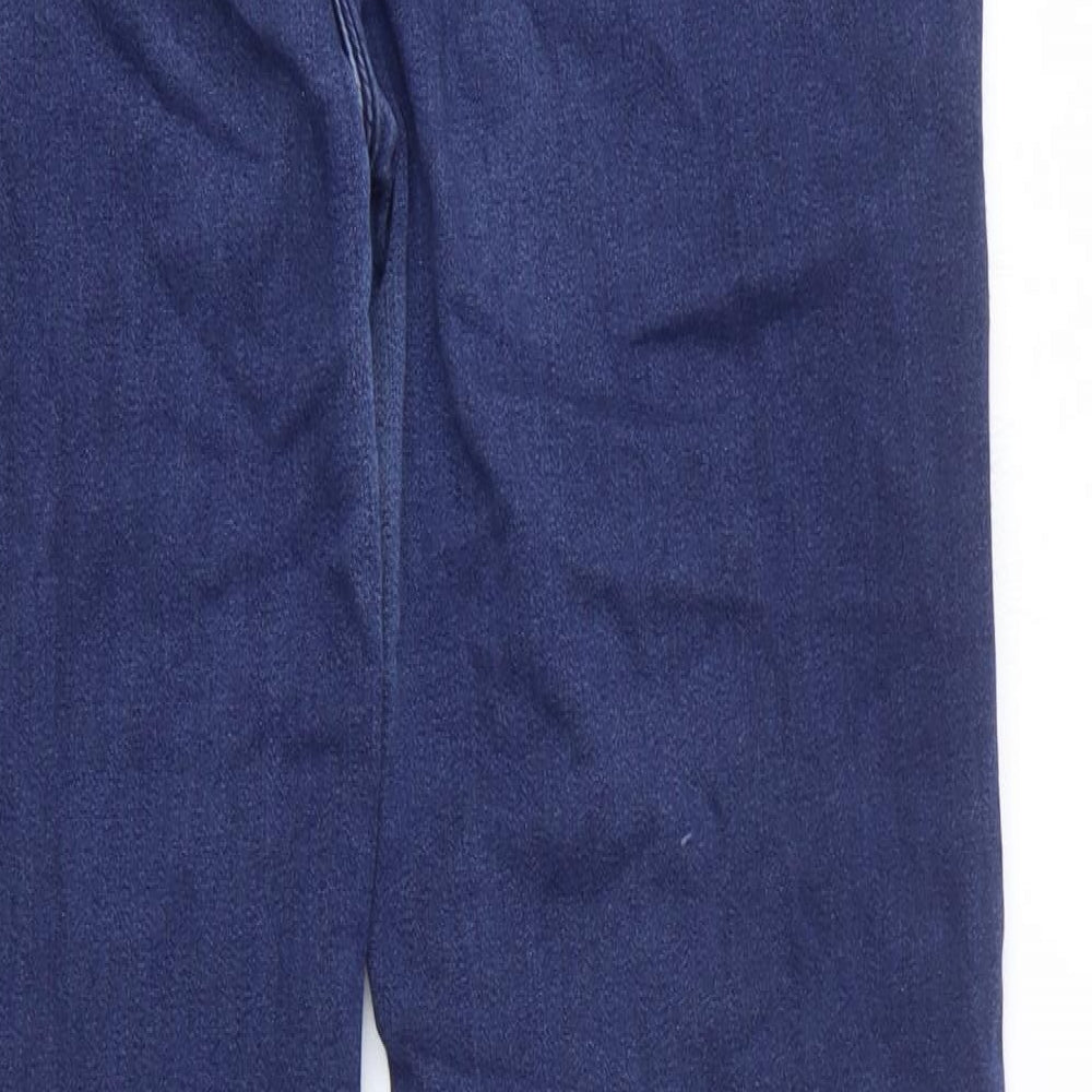 Marks and Spencer Womens Blue Cotton Straight Jeans Size 14 L30 in Regular Zip