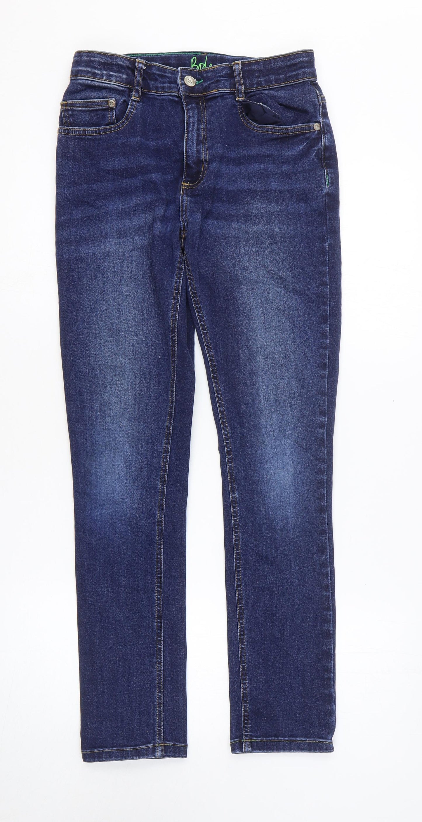 Boden Boys Blue Cotton Straight Jeans Size 13 Years Regular Zip