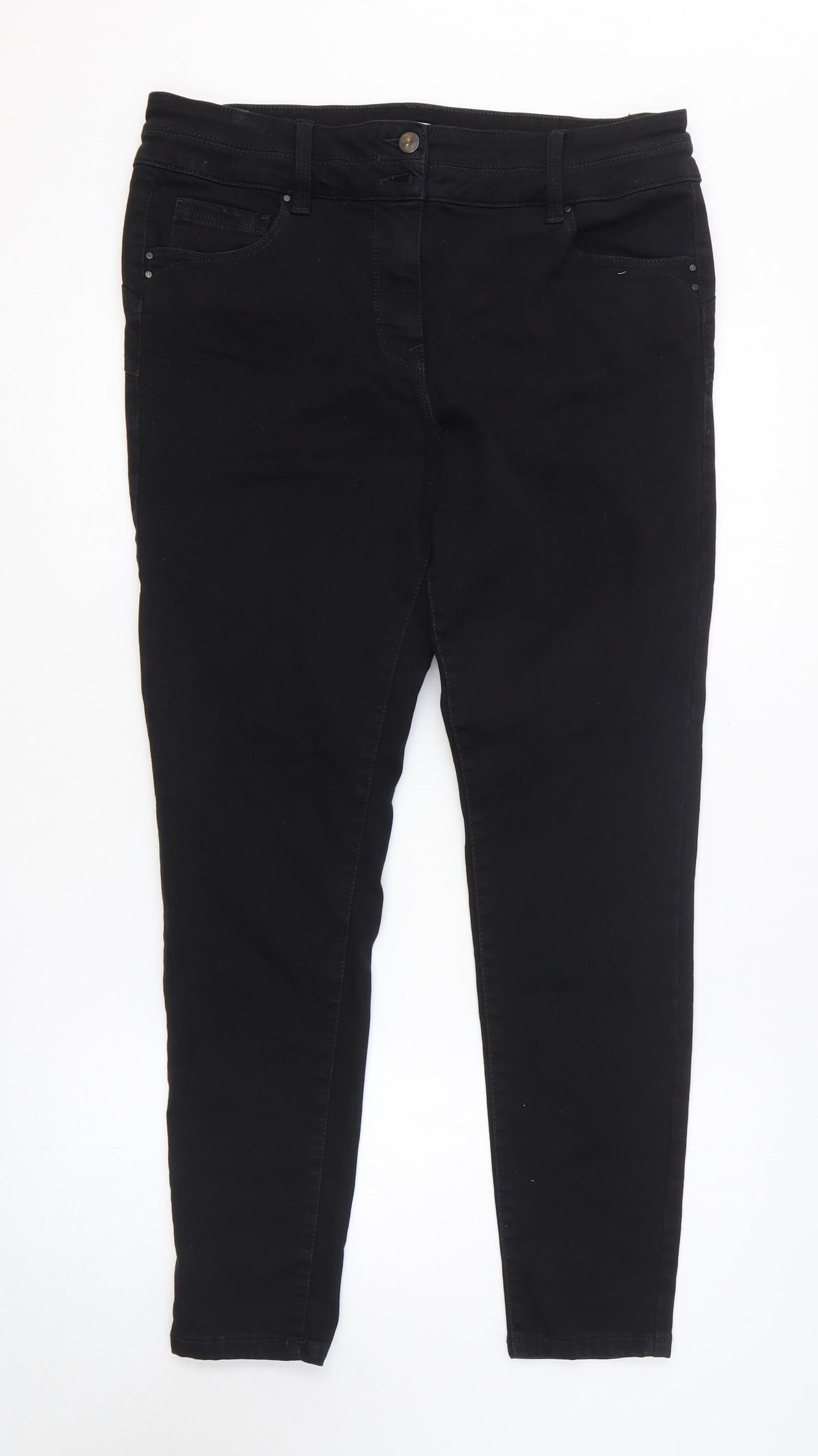 Preworn Womens Black Cotton Skinny Jeans Size 18 L28 in Regular Zip