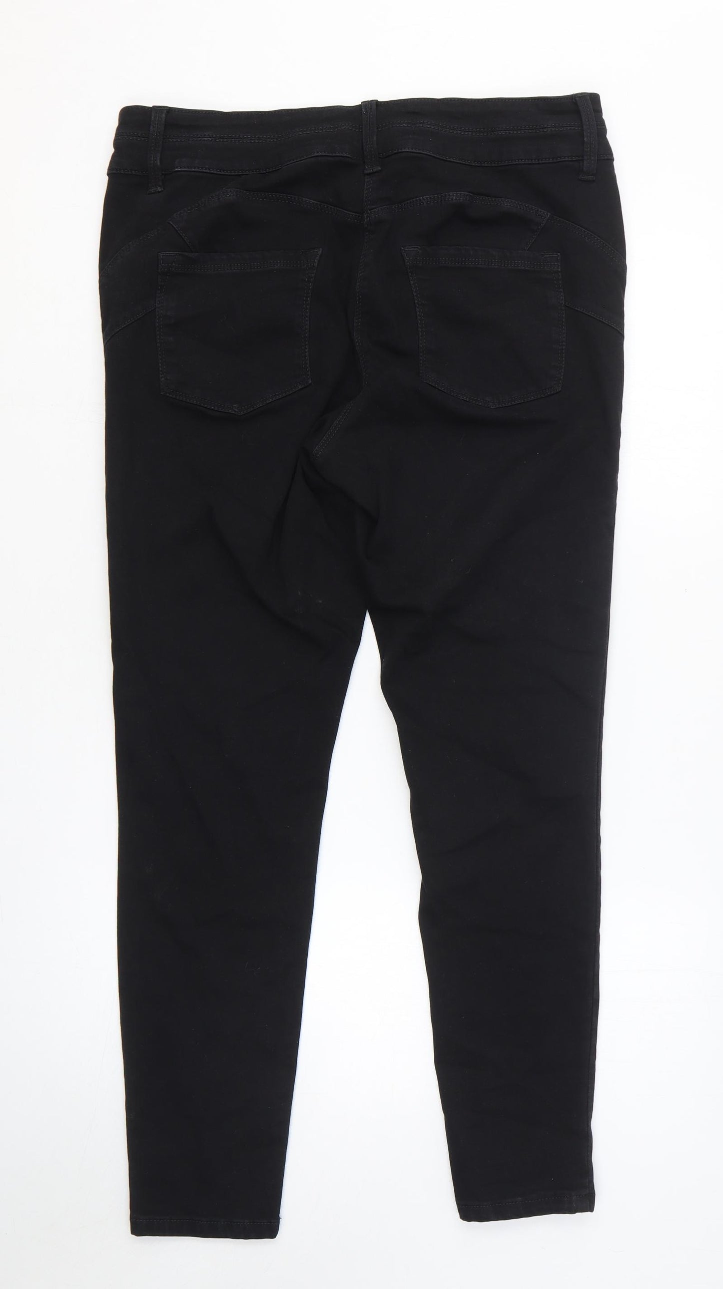 Preworn Womens Black Cotton Skinny Jeans Size 18 L28 in Regular Zip