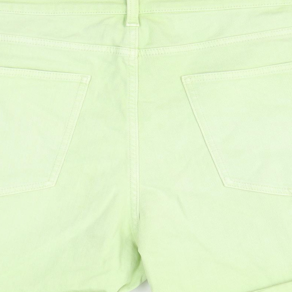 Marks and Spencer Womens Green Cotton Boyfriend Shorts Size 22 L4 in Regular Zip