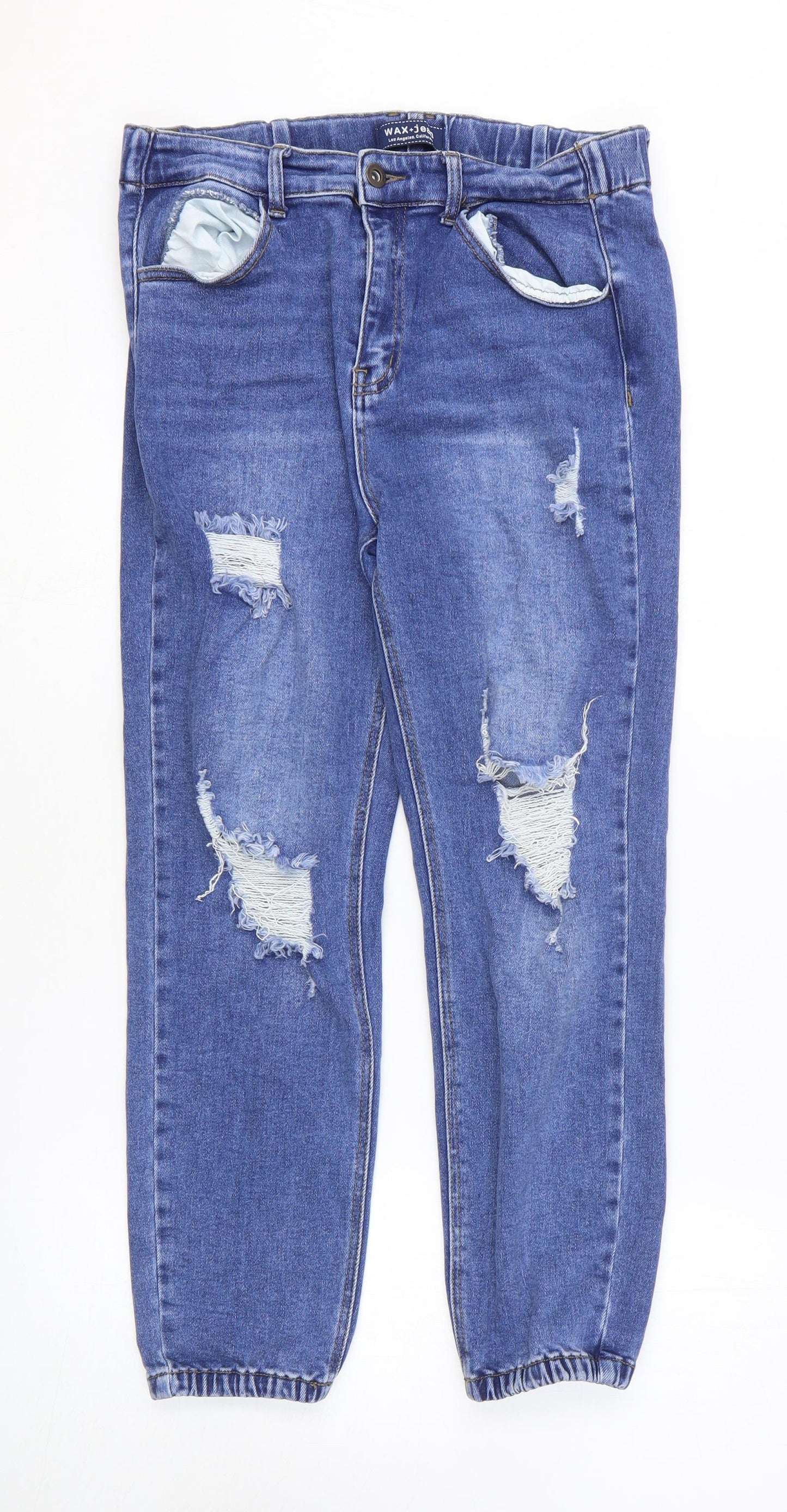 Max Jeans Womens Blue Cotton Tapered Jeans Size L L25 in Regular Zip