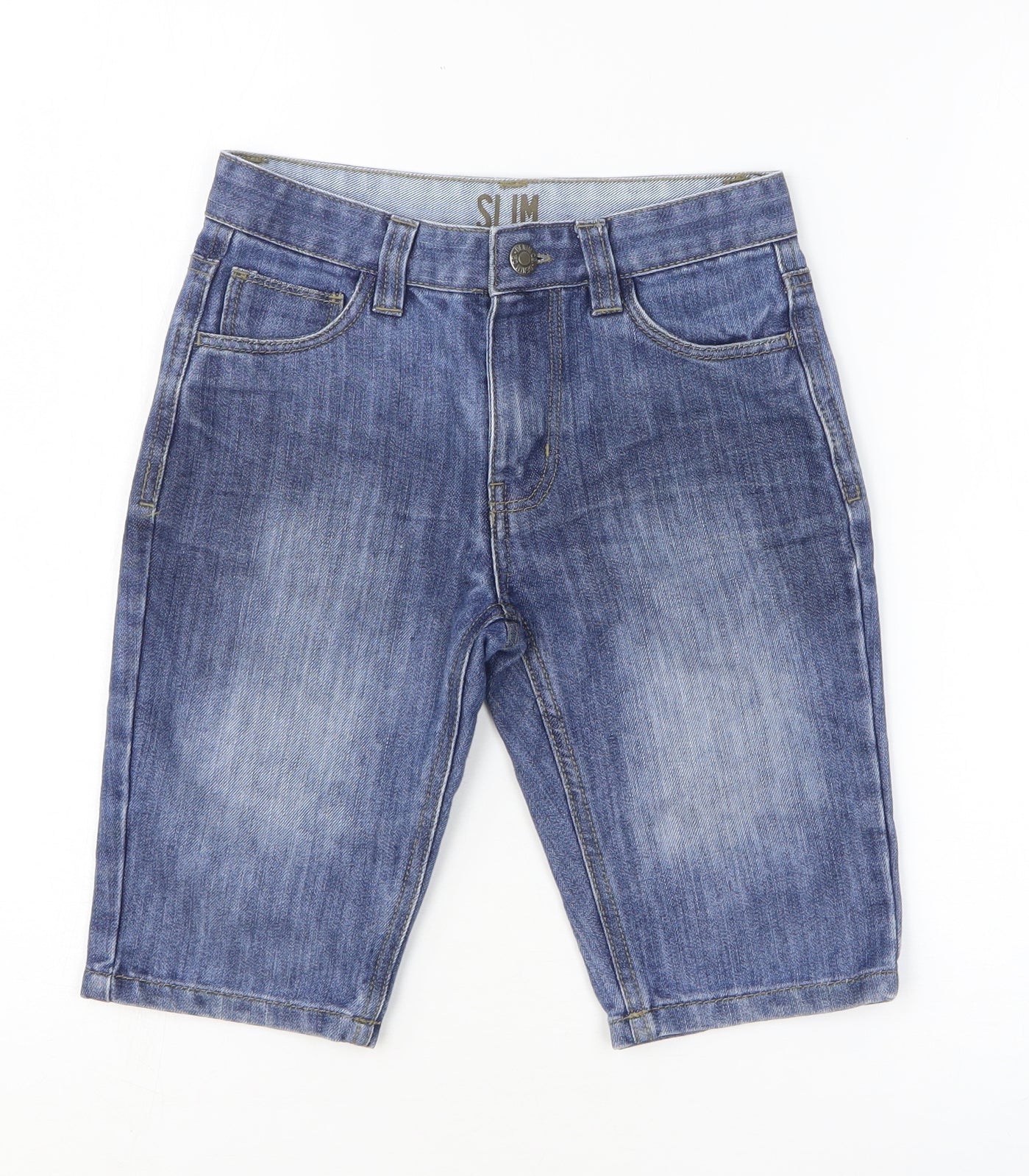 Primark Boys Blue Cotton Bermuda Shorts Size 8-9 Years Regular Zip