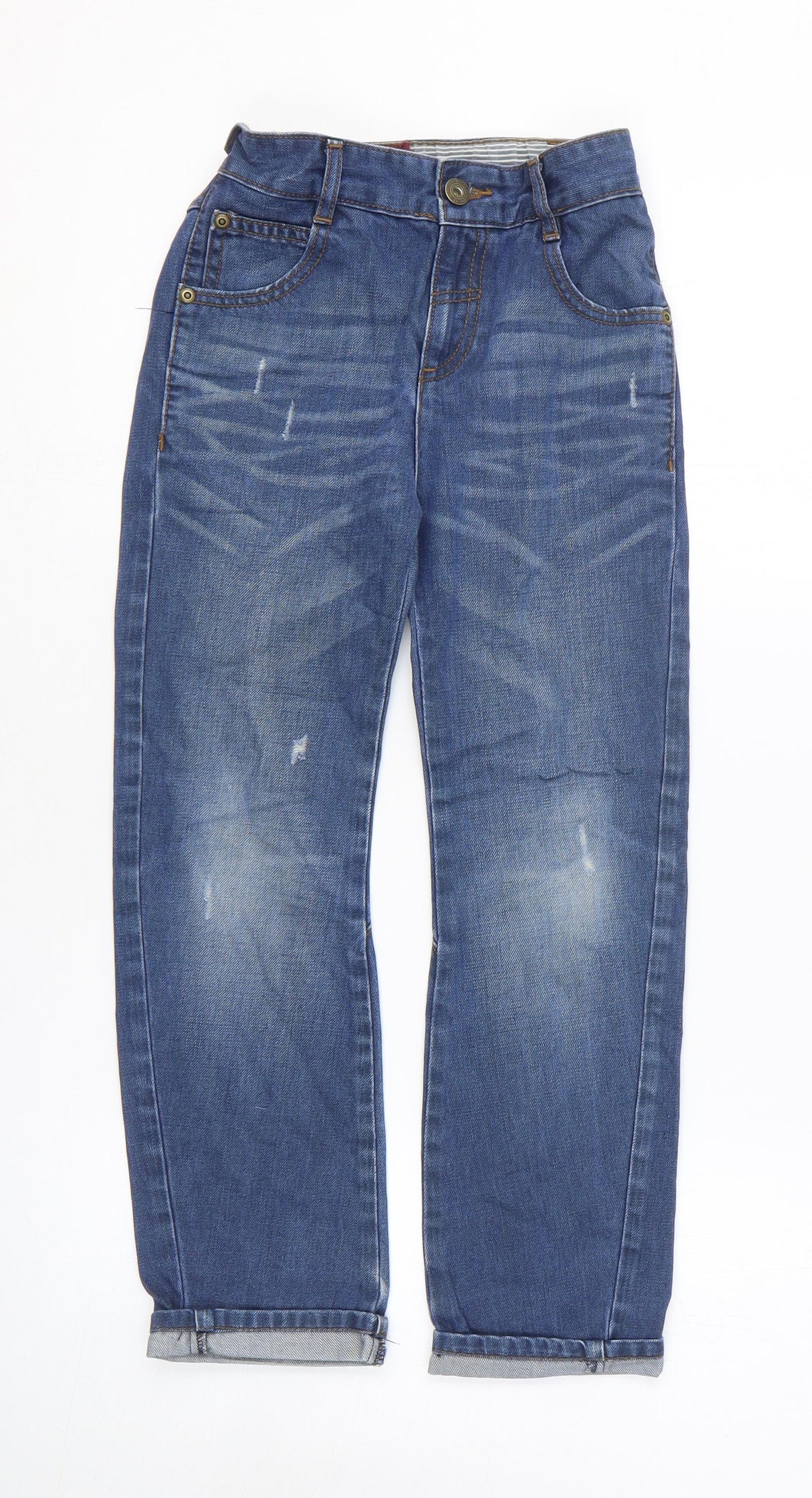 TU Boys Blue Cotton Straight Jeans Size 8 Years Regular Zip