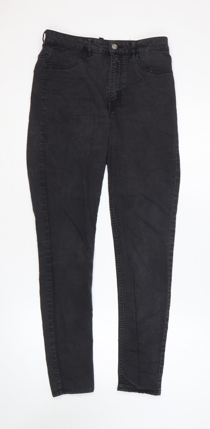 H&M Womens Black Cotton Skinny Jeans Size 12 L27 in Regular Zip