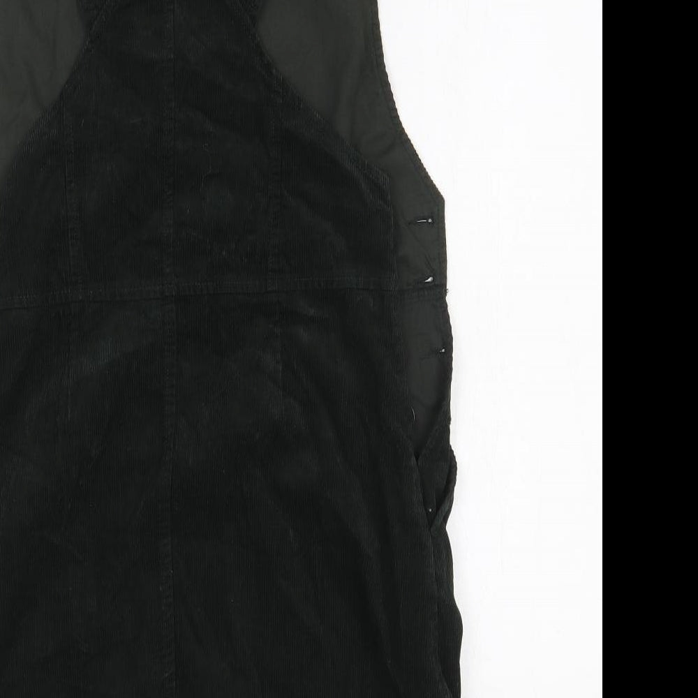 Oasis Womens Black Cotton Mini Size 12 Square Neck Button