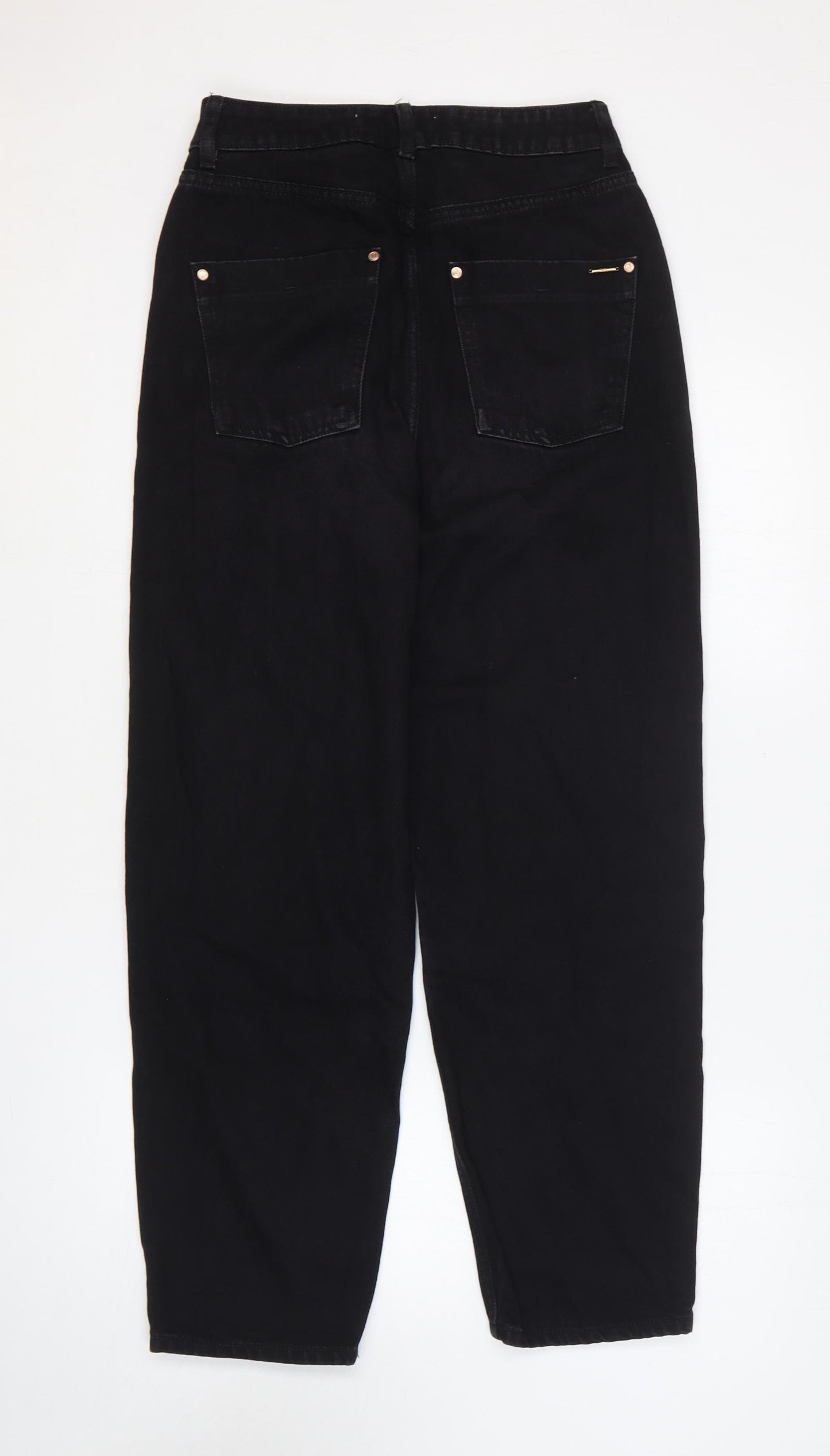 Zara Womens Black Cotton Straight Jeans Size 6 L27 in Regular Zip