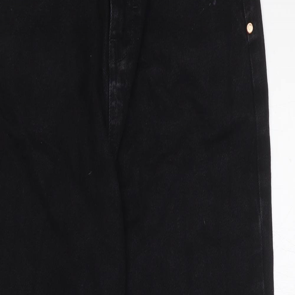 Zara Womens Black Cotton Straight Jeans Size 6 L27 in Regular Zip
