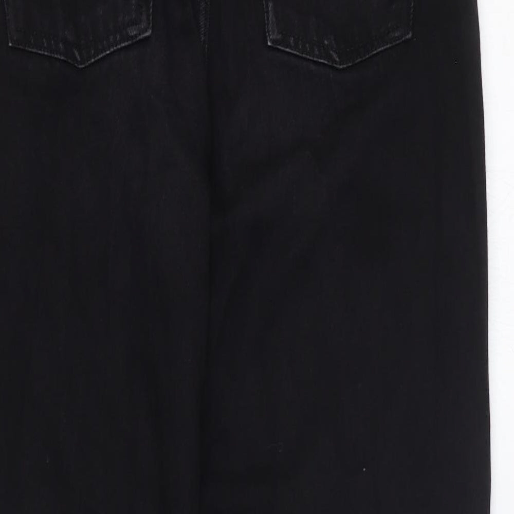 Zara Womens Black Cotton Straight Jeans Size 6 L27 in Regular Zip