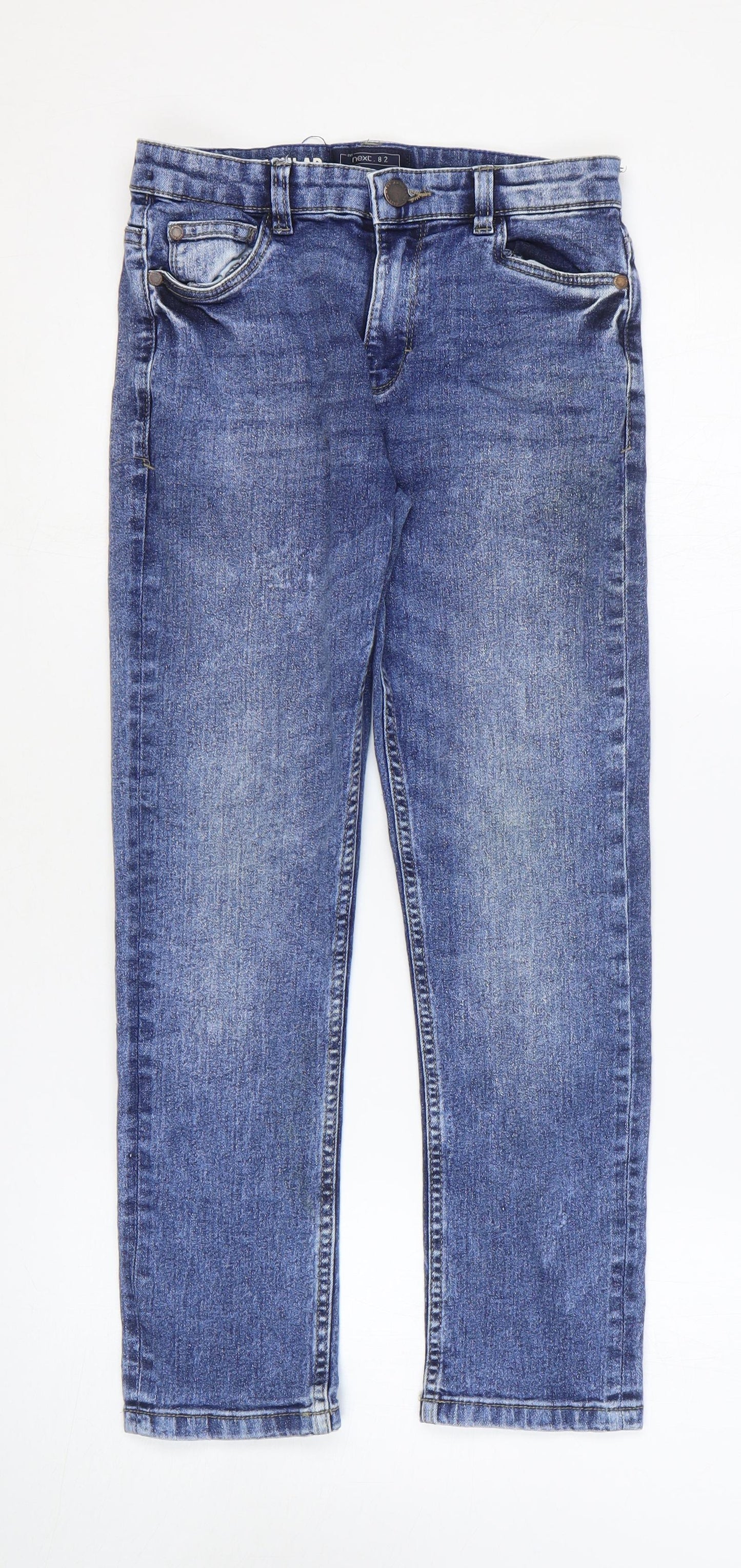 NEXT Boys Blue Cotton Skinny Jeans Size 9 Years Regular Zip