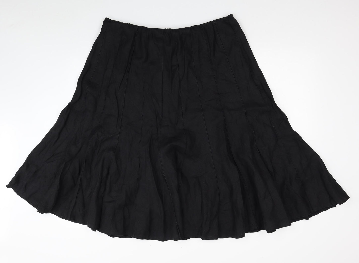 Marks and Spencer Womens Black Linen Flare Skirt Size 20