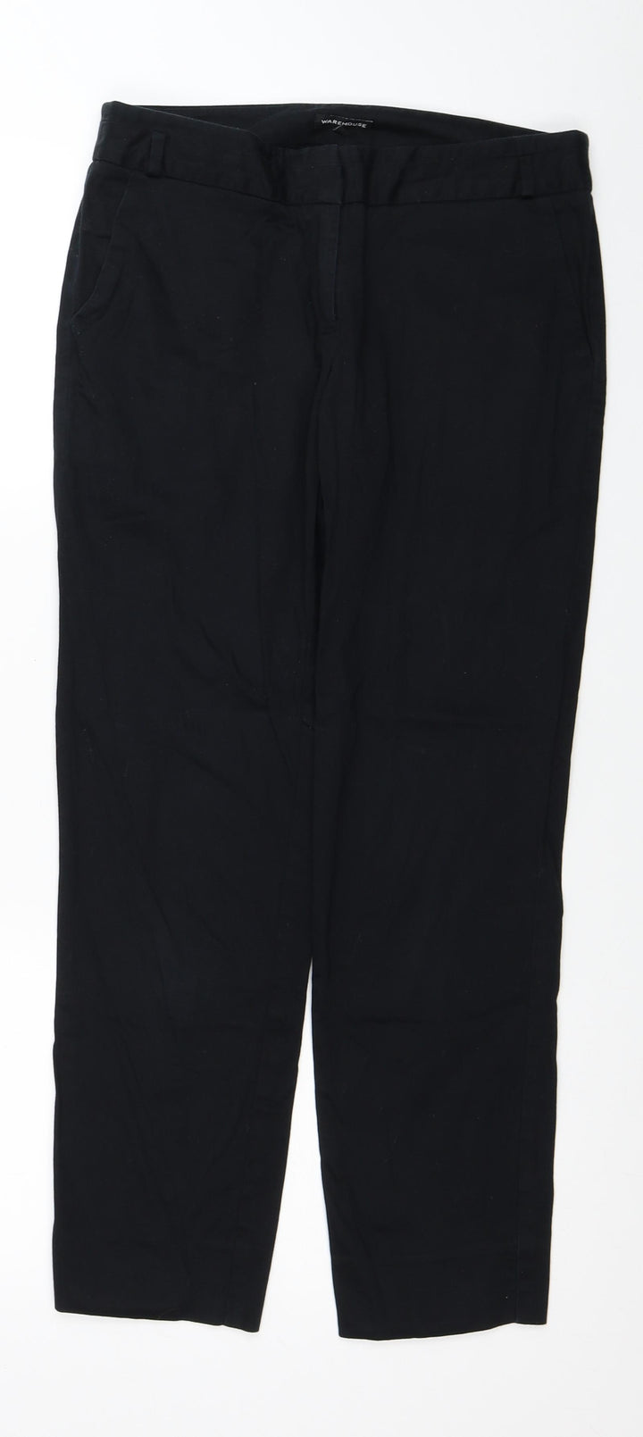 Warehouse Womens Black Cotton Straight Jeans Size 10 L26 in Regular Zip
