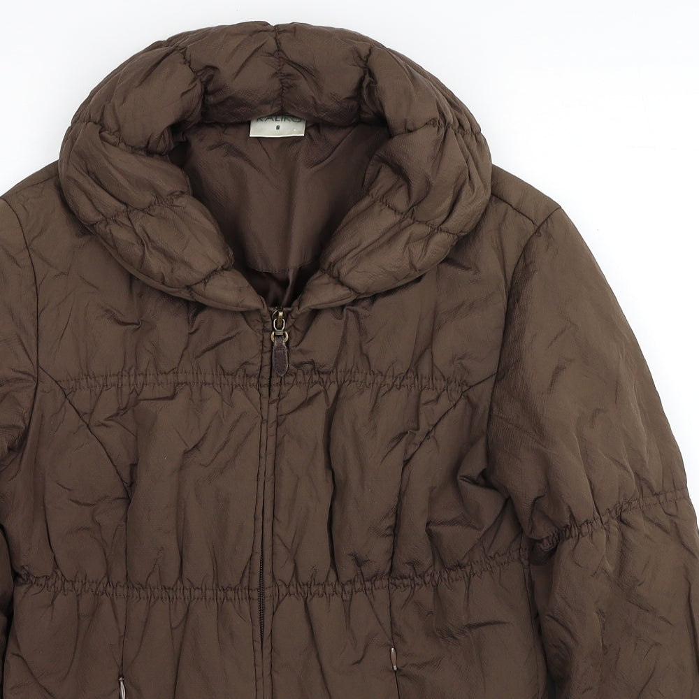 Kaliko Womens Brown Puffer Jacket Jacket Size 8 Zip