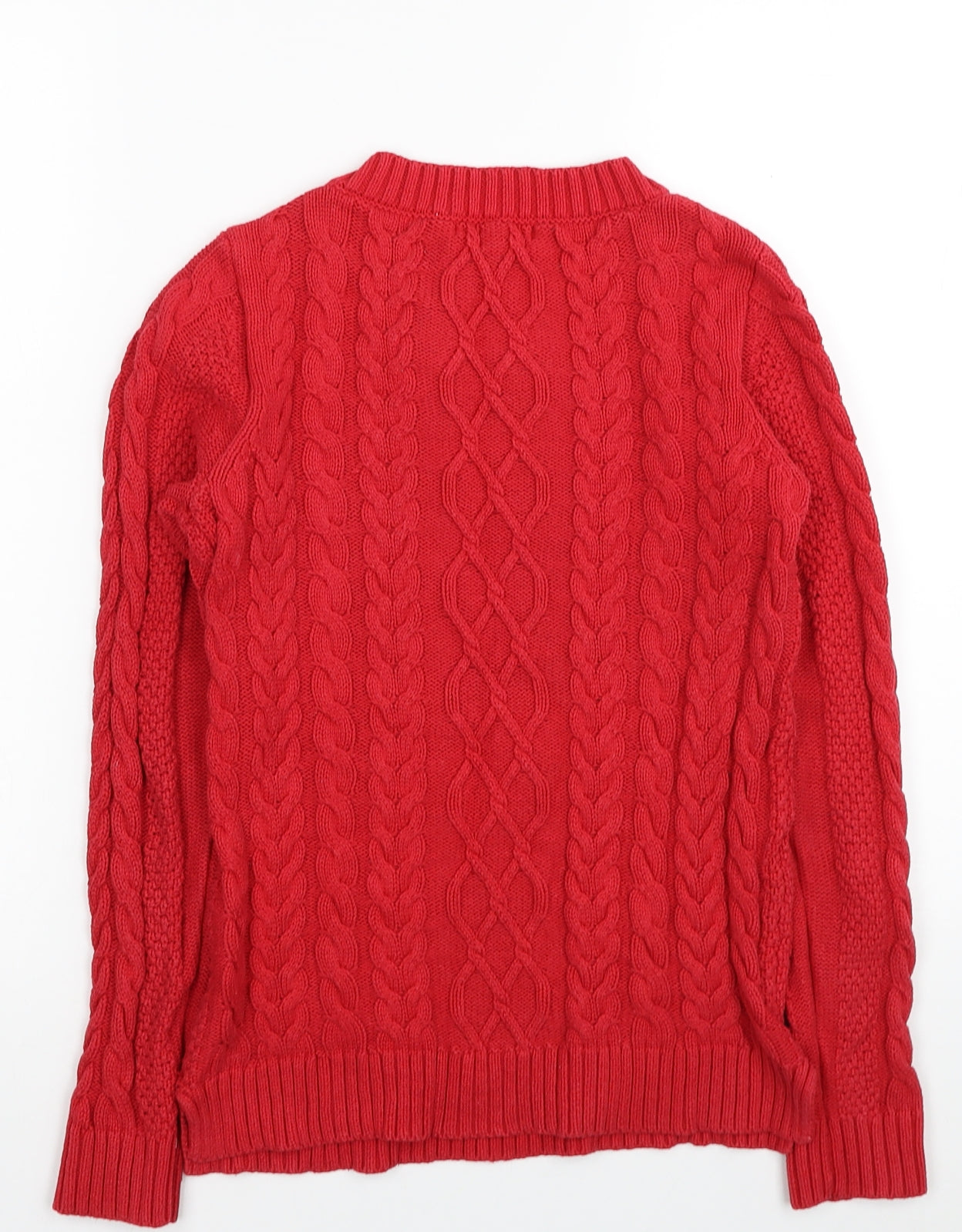 Mango Womens Red Scoop Neck Cotton Pullover Jumper Size S