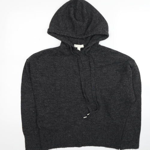 H&M Womens Grey Acrylic Pullover Hoodie Size S Pullover