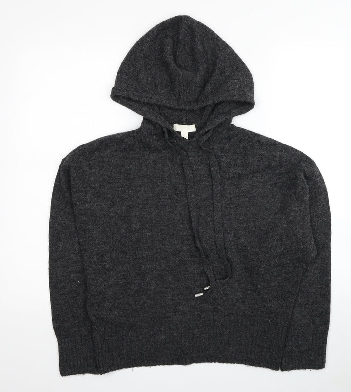 H&M Womens Grey Acrylic Pullover Hoodie Size S Pullover
