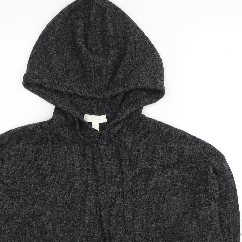 H&M Womens Grey Acrylic Pullover Hoodie Size S Pullover